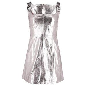NWT Alexa Chung Bowie Silver *Genuine Leather* Dress Size 4 (US) / 8 (UK)